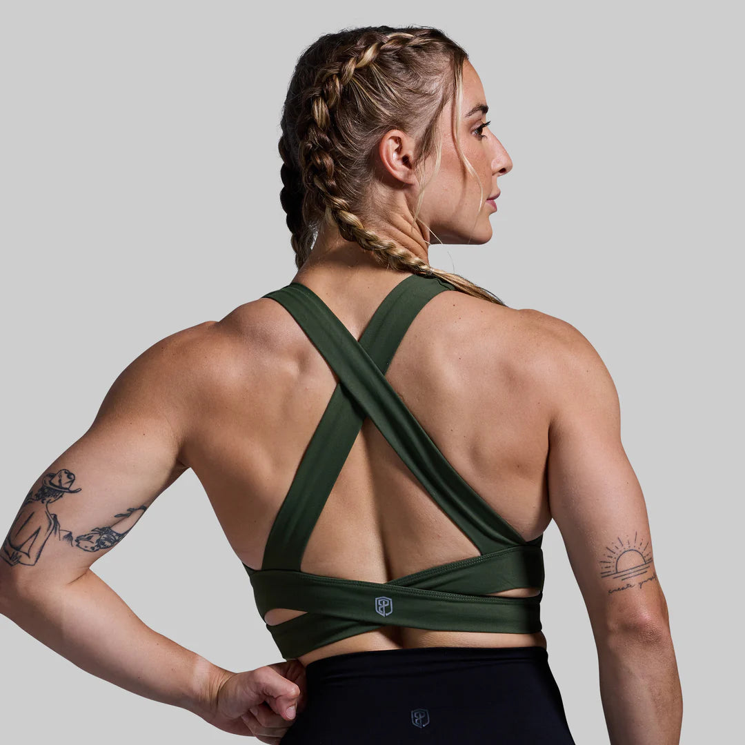 Double Cross Sports Bra - Tactical Green (XSmall - Small - Medium)