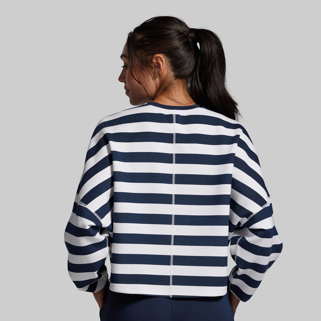 Lounge Lux Cropped Pullover - BP Navy Stripe