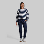 Lounge Lux Cropped Pullover - BP Navy Stripe