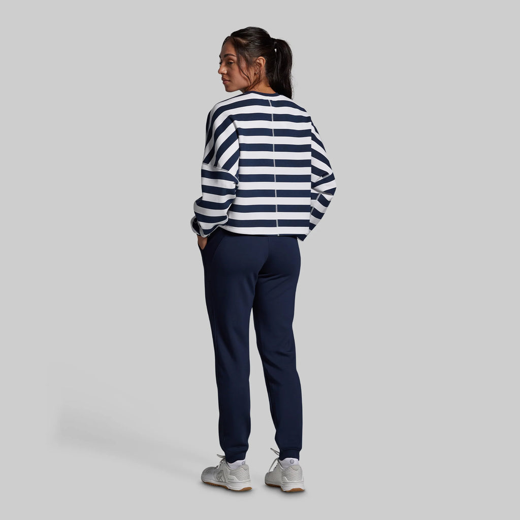 Lounge Lux Cropped Pullover - BP Navy Stripe