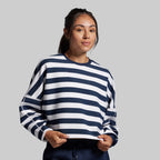 Lounge Lux Cropped Pullover - BP Navy Stripe