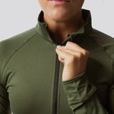 Women's Zip Neck Athleisure Long Sleeve - Tactical Green