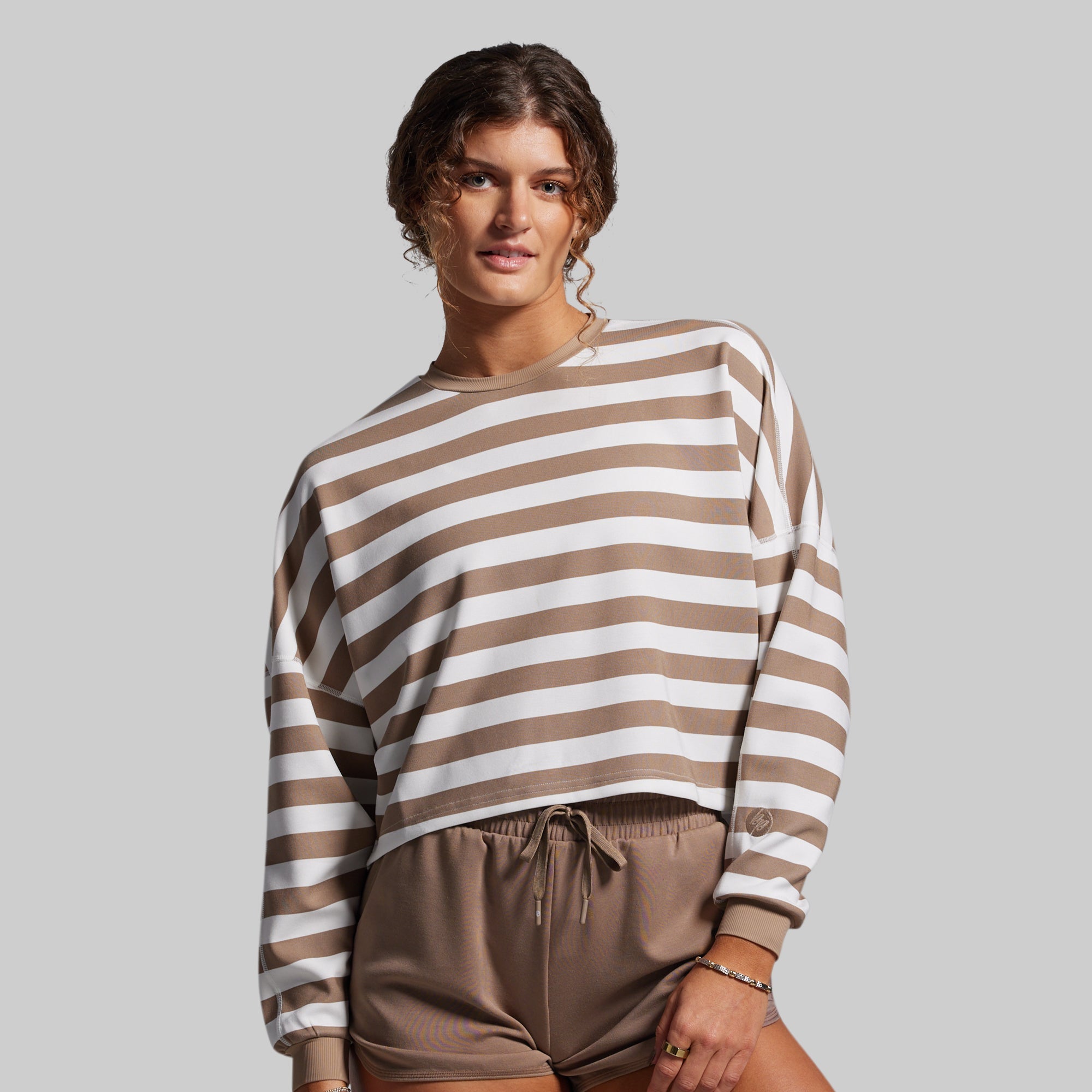 *Forpöntun* Lounge Lux Cropped Pullover - Java stripe