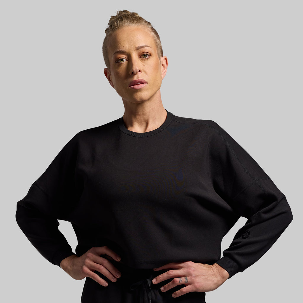 *Forpöntun* Lounge Lux Cropped Pullover - Black