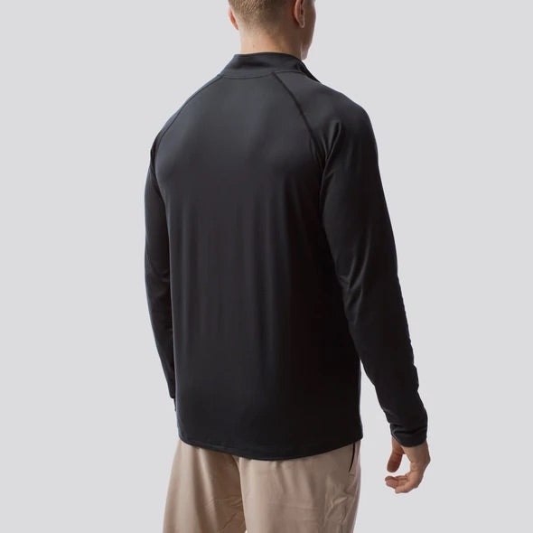 *Outlet* Men's Zip Neck Athleisure Long Sleeve - Svartur/Black
