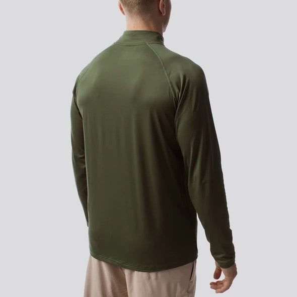 *Outlet* Men's Zip Neck Athleisure Long Sleeve - Grænn/Tactical Green