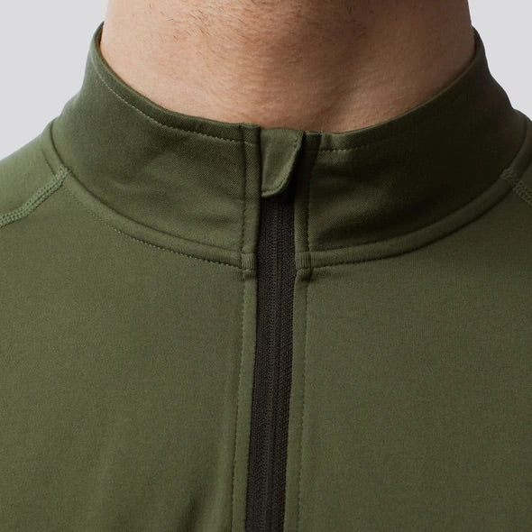 *Outlet* Men's Zip Neck Athleisure Long Sleeve - Grænn/Tactical Green
