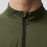 Men's Zip Neck Athleisure Long Sleeve - Grænn/Tactical Green