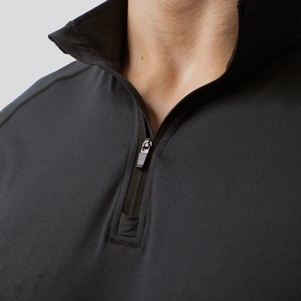 Men's Zip Neck Athleisure Long Sleeve - Svartur/Black