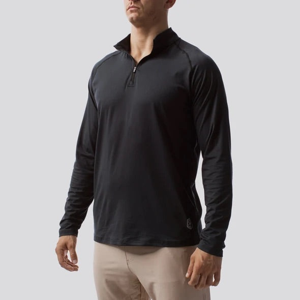 *Outlet* Men's Zip Neck Athleisure Long Sleeve - Svartur/Black