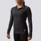 *Outlet* Women's Zip Neck Athleisure Long Sleeve - Black