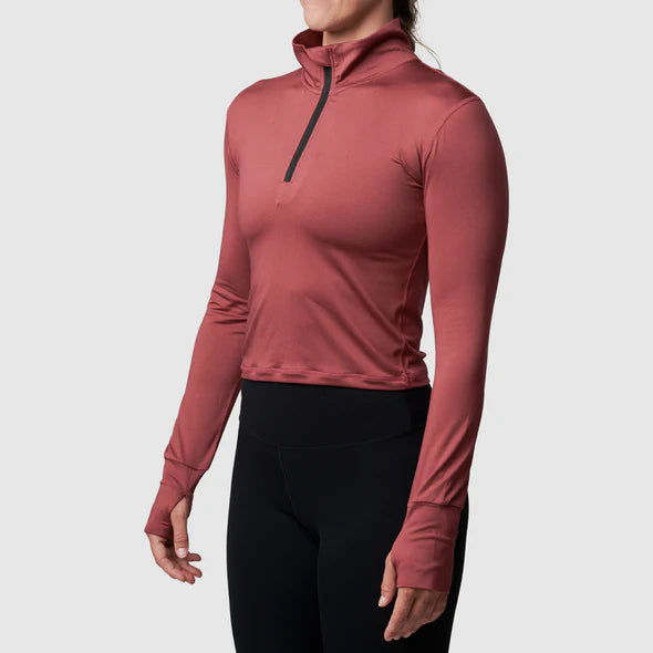 Cropped Zip Neck Athleisure Long Sleeve